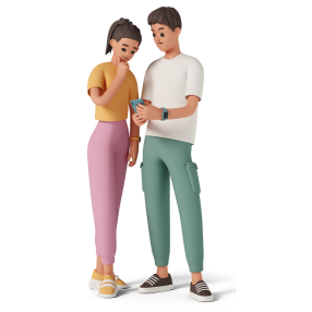 Boy and girl laughing